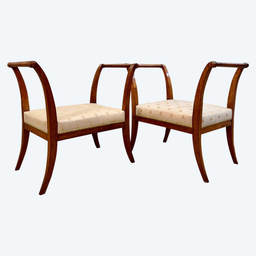 Pair Of Curules Stools From The Directoire Period Around 1795