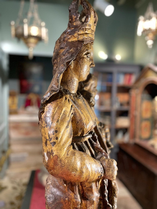 Große Madonna mit Kind Aus Goldener Terrakotta