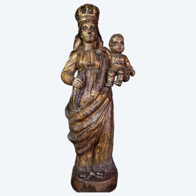 Große Madonna mit Kind Aus Goldener Terrakotta