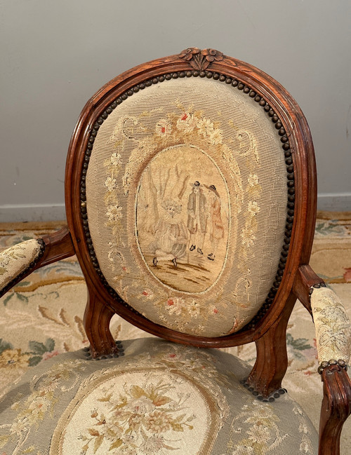 Louis XV period Cabriolet armchair with Medaillon back circa 1750