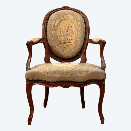 Louis XV period Cabriolet armchair with Medaillon back circa 1750