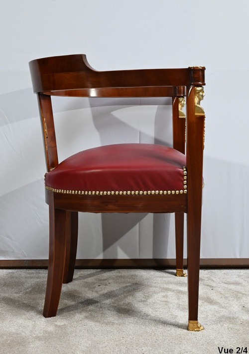 Fauteuil de Bureau en Acajou Clair, style Retour d’Égypte – Milieu XIXe