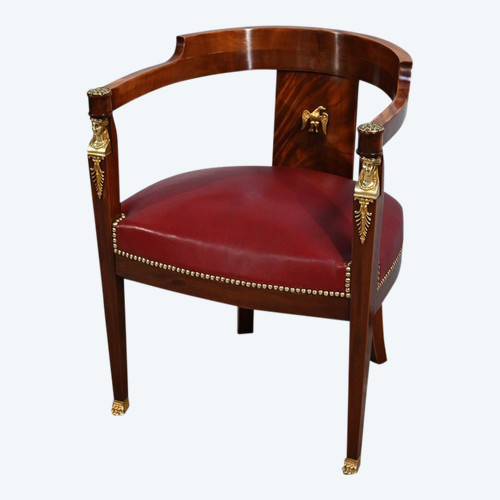 Fauteuil de Bureau en Acajou Clair, style Retour d’Égypte – Milieu XIXe