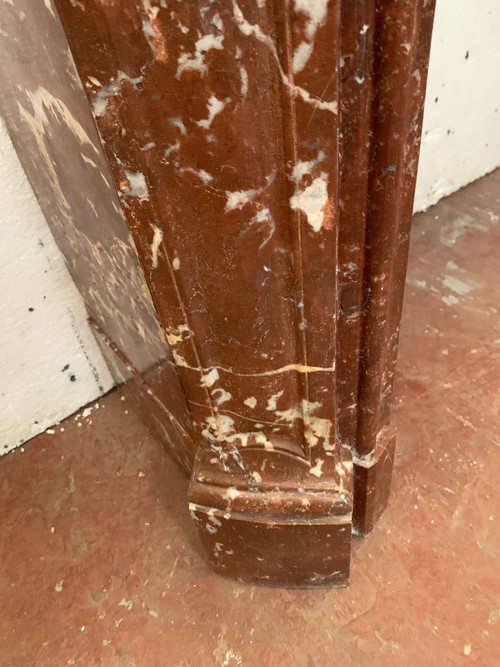 Louis XV Style Three Shell Fireplace In Royal Red Marble XIX Century