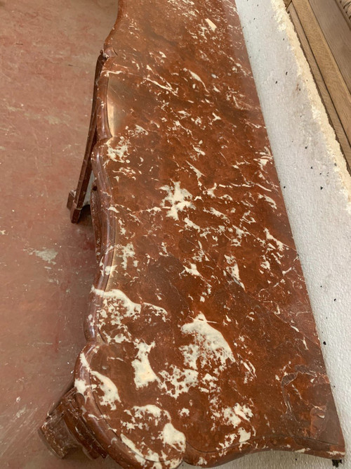Louis XV Style Three Shell Fireplace In Royal Red Marble XIX Century