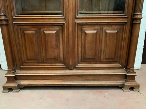 Library Showcase In Solid Walnut Showcase Napoleon III XIX Century