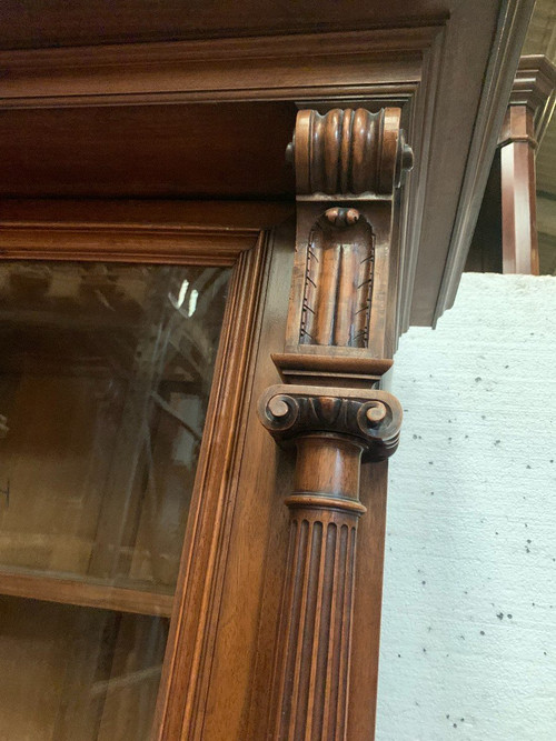 Library Showcase In Solid Walnut Showcase Napoleon III XIX Century