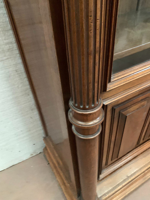 Library Showcase In Solid Walnut Showcase Napoleon III XIX Century