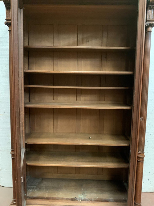 Library Showcase In Solid Walnut Showcase Napoleon III XIX Century