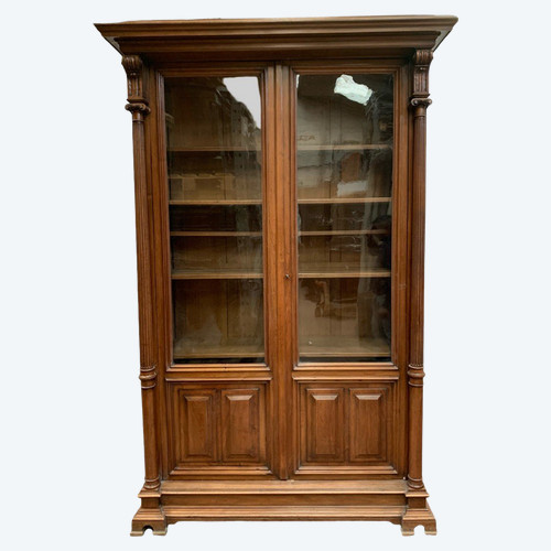Library Showcase In Solid Walnut Showcase Napoleon III XIX Century