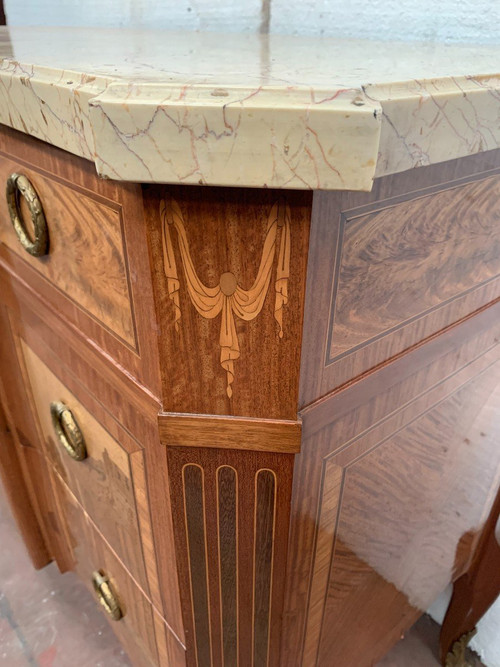Commode With Central Projection In Amaranth Wood And Rosewood XX Century
