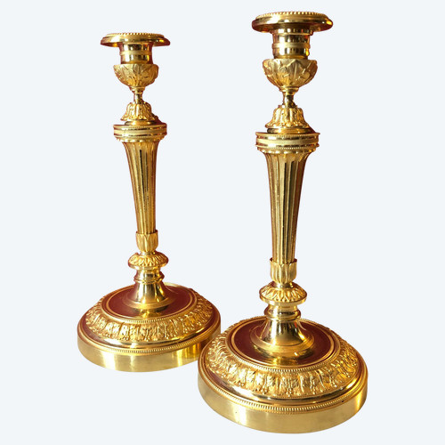 Paire de bougeoirs, XIXème siècle