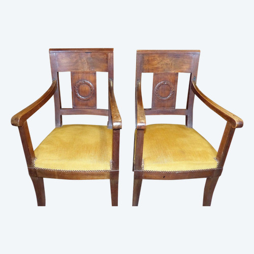 Paar Empire-Sessel aus Naturholz 19.