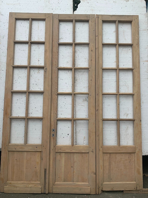 Suite De Trois Portes De Séparation En Sapin XX Siècle