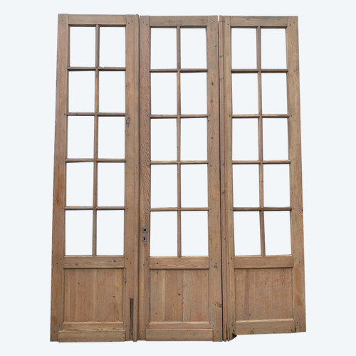 Suite De Trois Portes De Séparation En Sapin XX Siècle