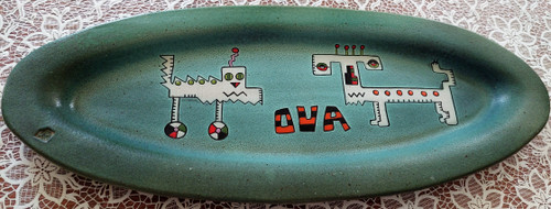 Grande piatto ovale di Vallauris in gres da identificare metà del XX secolo
