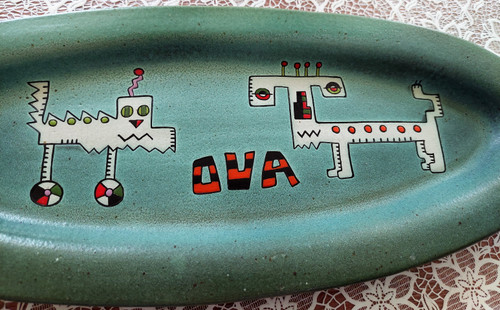 Grande piatto ovale di Vallauris in gres da identificare metà del XX secolo