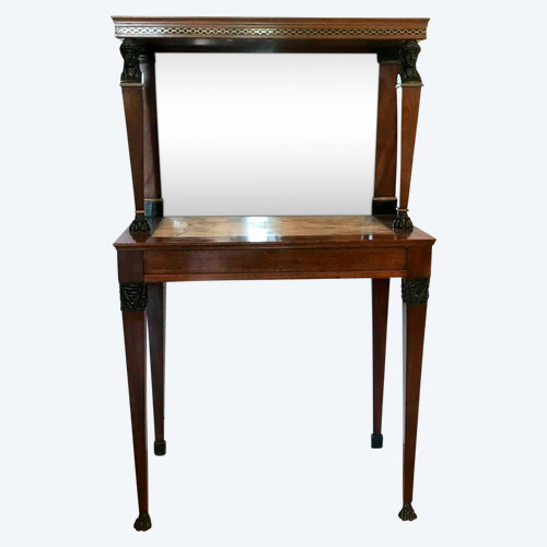 Console A Fond De Miroir d'époque Empire En Acajou XIX Siècle