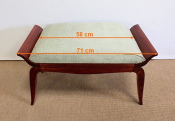  Set di 3 pezzi, coppia di poltrone a ponte e sgabello, Art Déco - 1940