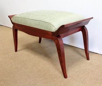  Set di 3 pezzi, coppia di poltrone a ponte e sgabello, Art Déco - 1940