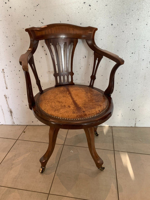Bureau Et Son Fauteuil Tournant Angleterre XIX Siècle