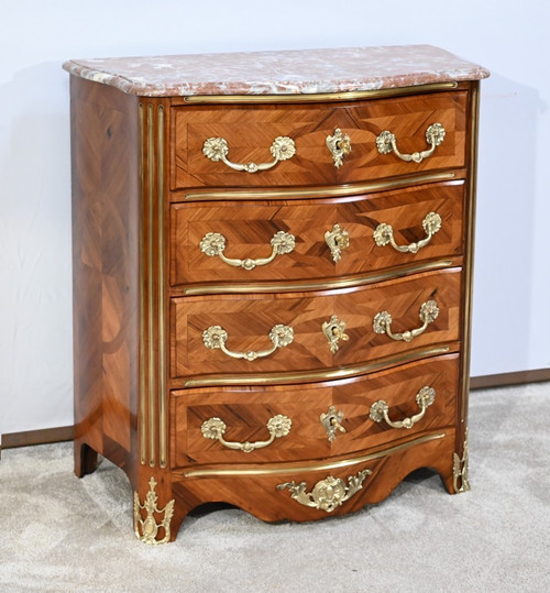 Petite Commode Tombeaux d’entre-deux en Bois de Violette et de Bois de Rose, style Louis XIV – 2ème moitié du XIXe