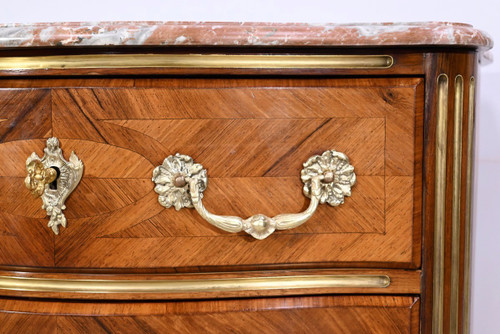 Petite Commode Tombeaux d’entre-deux en Bois de Violette et de Bois de Rose, style Louis XIV – 2ème moitié du XIXe