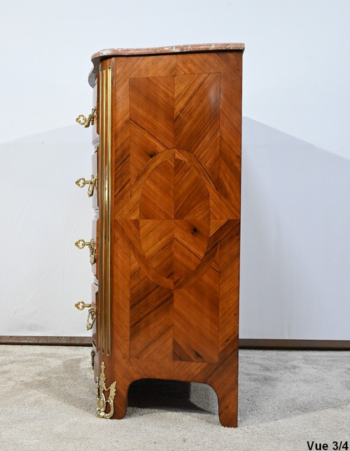 Petite Commode Tombeaux d’entre-deux en Bois de Violette et de Bois de Rose, style Louis XIV – 2ème moitié du XIXe