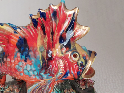 Céramique forme poisson pied lampe d'Art Vallauris années 50 60 70