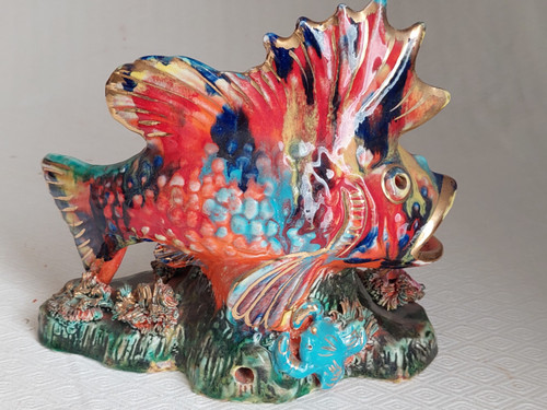 Céramique forme poisson pied lampe d'Art Vallauris années 50 60 70