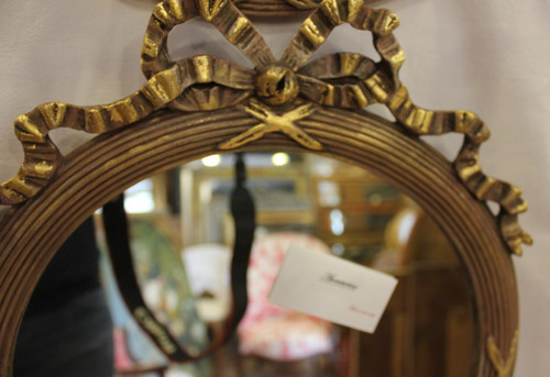Pair Of Louis XVI, Patina And Gold Leaf Round Mirrors 35 X 40 Cm