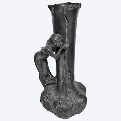 Grand Vase Terre Cuite Art Nouveau allégorie à la source et signé Aristide De Ranieri numéroté à l’arrière 227 