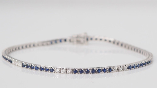 Bracciale In Oro Bianco, Zaffiri E Diamanti