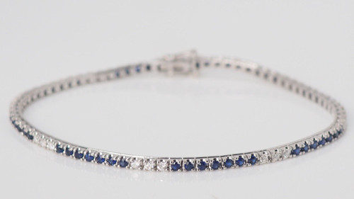 Bracciale In Oro Bianco, Zaffiri E Diamanti