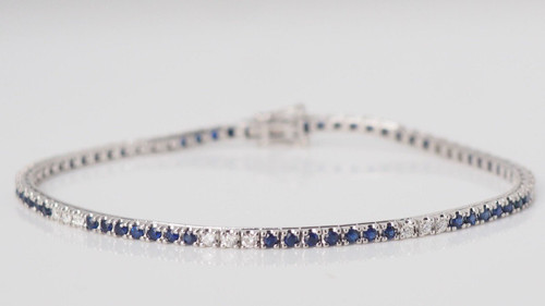 Bracciale In Oro Bianco, Zaffiri E Diamanti