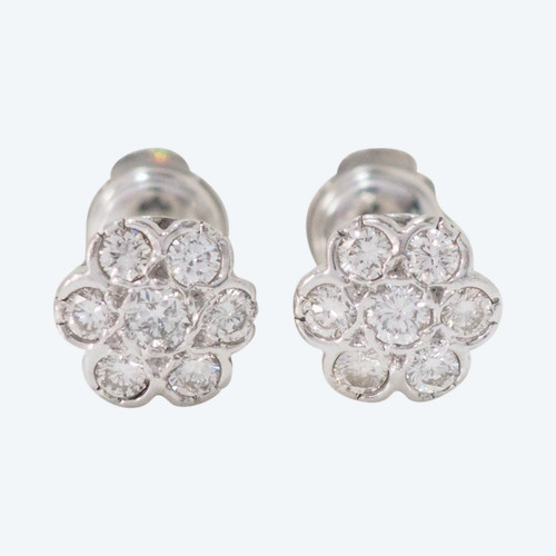 Boucles d'Oreilles En Or Blanc Et Diamants