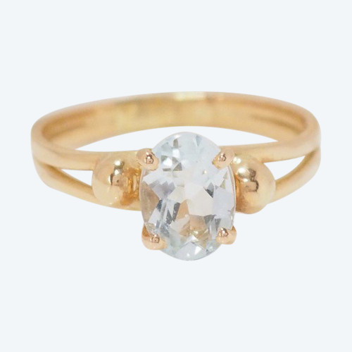 Ring In Yellow Gold And Aquamarine