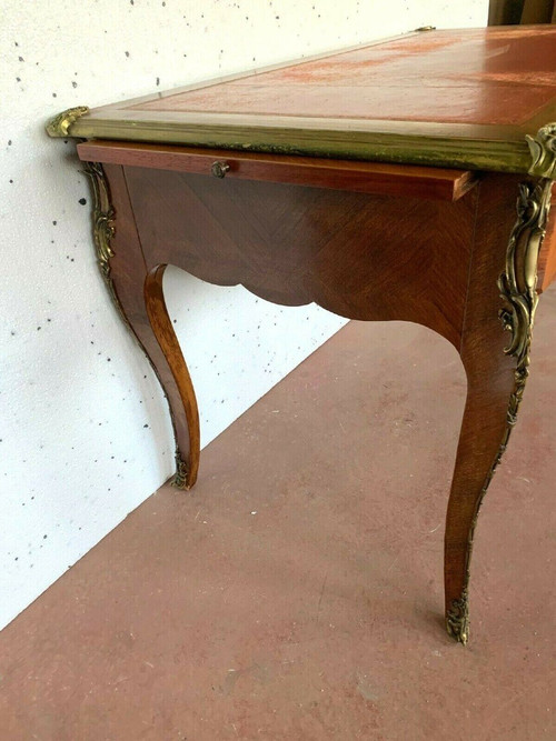 Bureau d'Apparat De Style Louis XV Dessus De Cuir Rouge XX Siècle