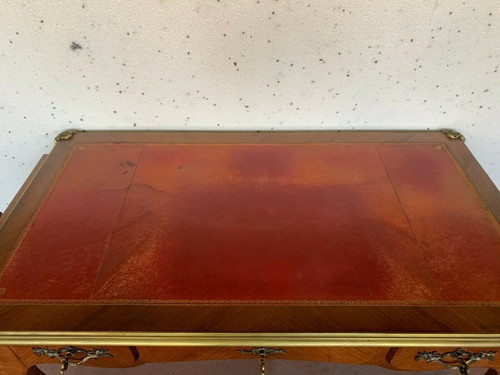 Bureau d'Apparat De Style Louis XV Dessus De Cuir Rouge XX Siècle