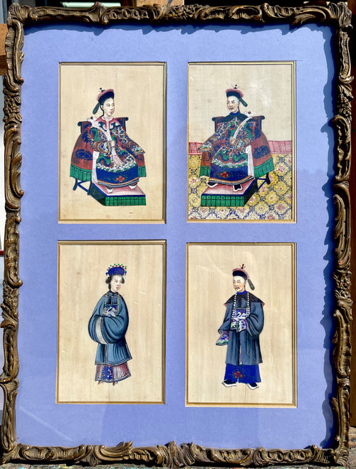 Series of eight Chinese gouaches on rice paper. Chinese school XIXth dignitaries.