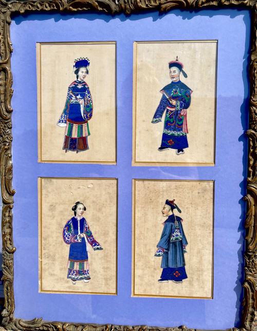 Series of eight Chinese gouaches on rice paper. Chinese school XIXth dignitaries.