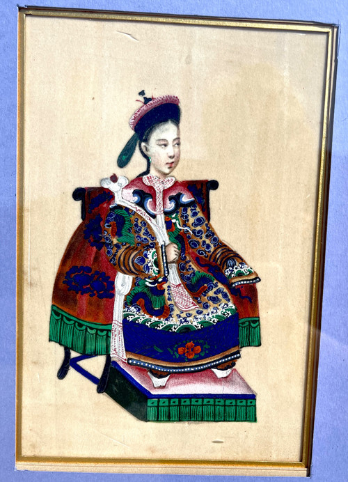 Series of eight Chinese gouaches on rice paper. Chinese school XIXth dignitaries.
