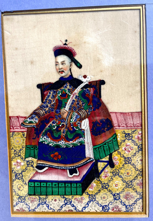Series of eight Chinese gouaches on rice paper. Chinese school XIXth dignitaries.