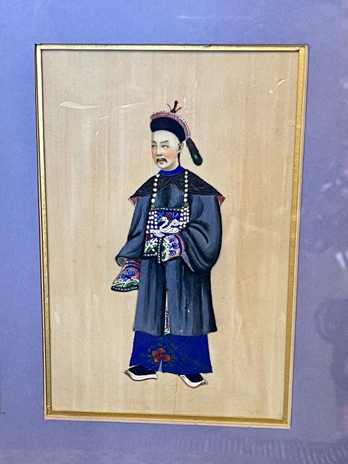 Series of eight Chinese gouaches on rice paper. Chinese school XIXth dignitaries.