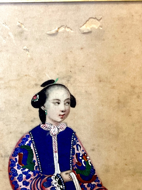 Series of eight Chinese gouaches on rice paper. Chinese school XIXth dignitaries.