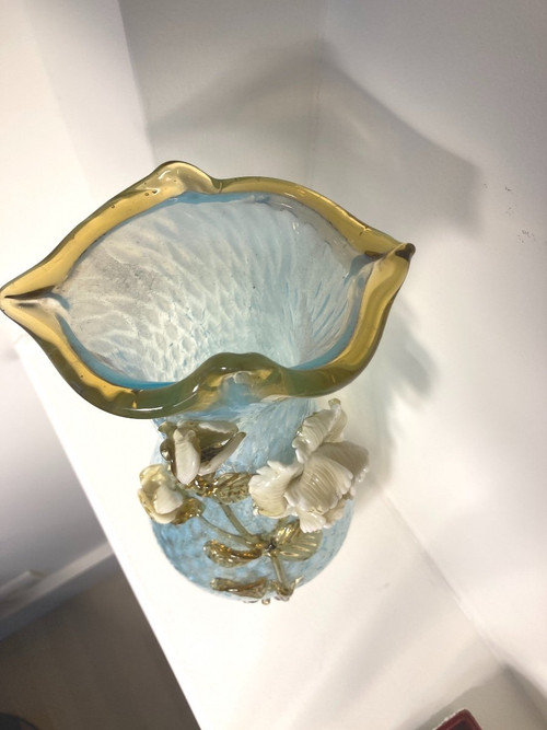 Coppia di vasi a lampada in vetro granito, Manufacture de Clichy, Art Nouveau
