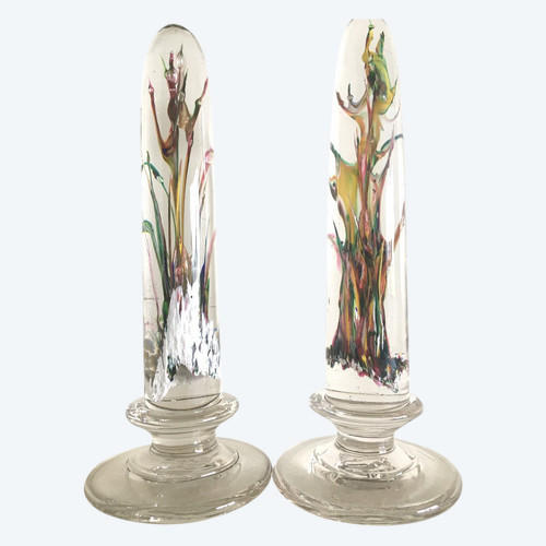 Pair of ogival columns, Cristal, Vierzon, Early 20th century