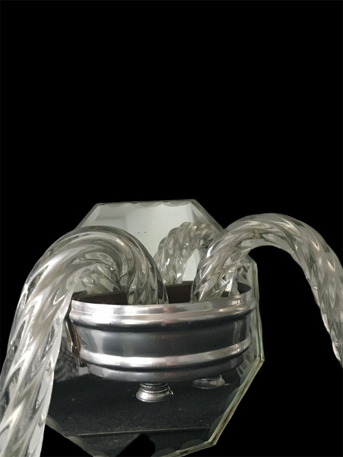 Paire d'Appliques Murales, en verre  torsadé et taillé - Création des Années 1950