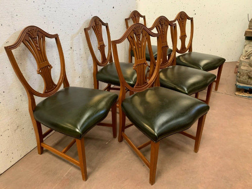 Suite De Six Chaises En Bois Naturel Model Aux épis De Blé XX Siècle