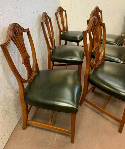 Suite De Six Chaises En Bois Naturel Model Aux épis De Blé XX Siècle